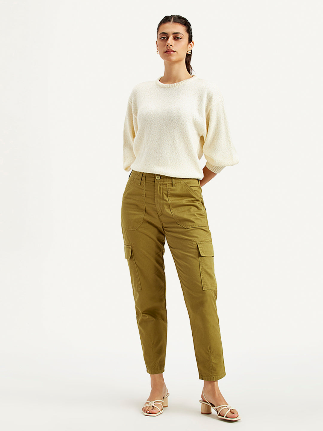 Women's High Rise Cargo Trousers - Front View