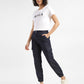 Women's Mid Rise Indigo Cargo Trousers - StyleShot View