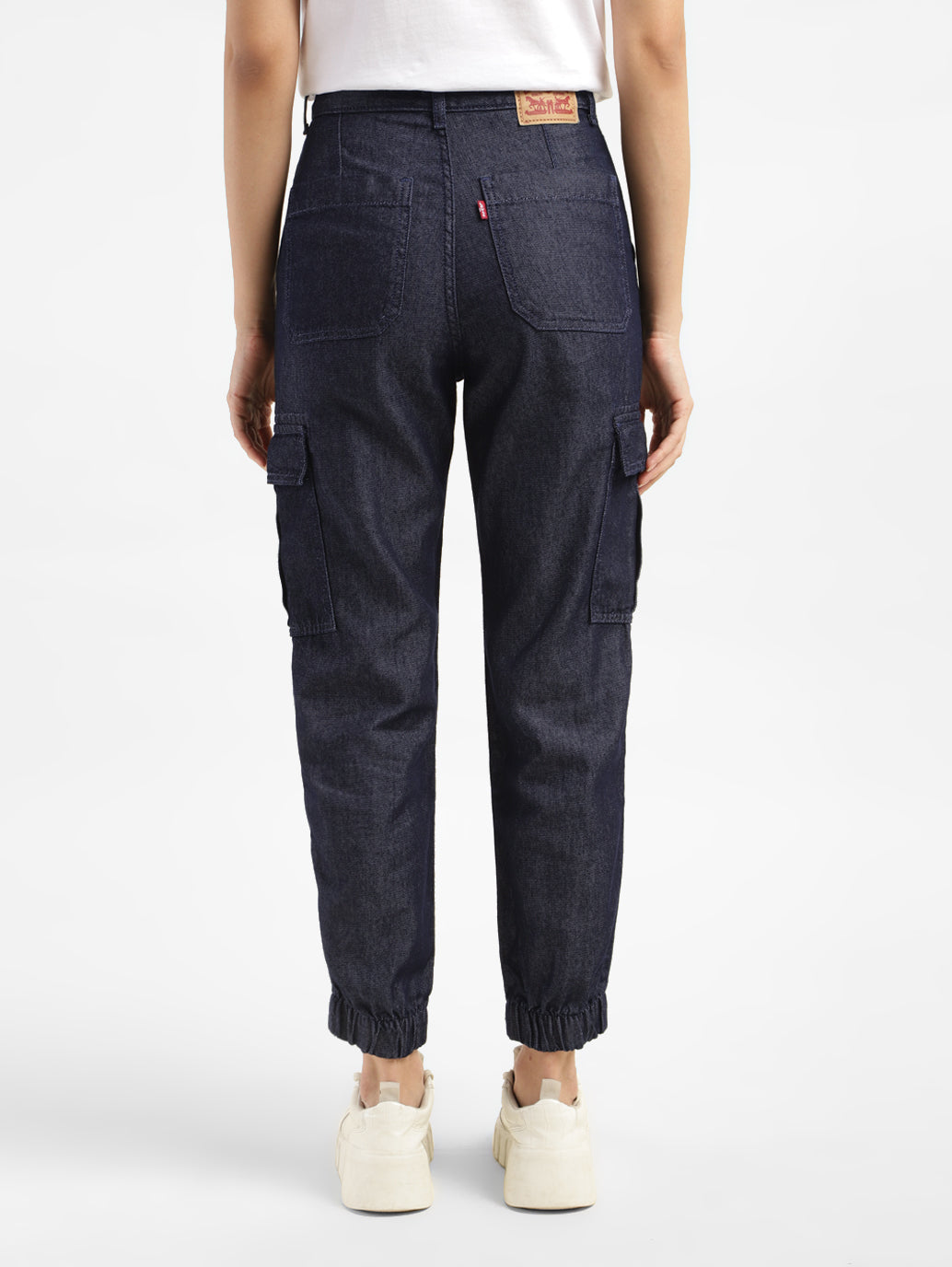 Women's Mid Rise Indigo Cargo Trousers - 1b7233fc-cbcb-4521-a017-9ed8fc7e5d1b View