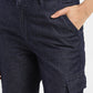 Women's Mid Rise Indigo Cargo Trousers - FrontDetails View