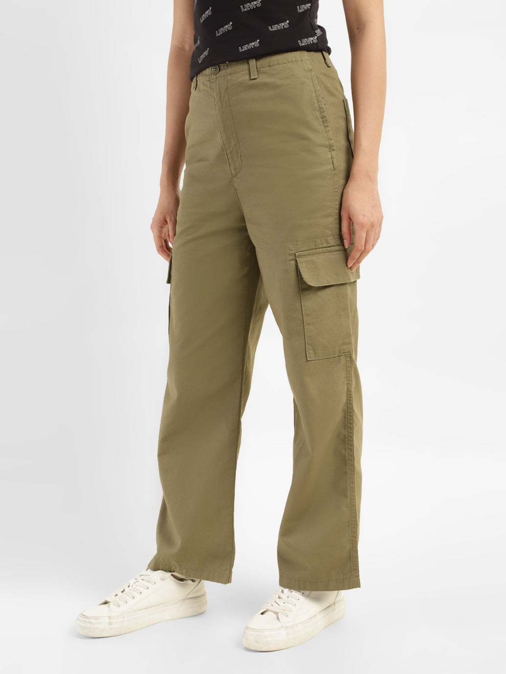 Women's High Rise Olive Loose Fit Cargo - eb882add-55ac-4b35-a166-97f1c90c5882 View