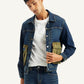 Men's Colorblock Navy Spread Collar Denim Jacket - Styleshot View