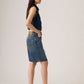 Women's Tinted Mid Rise Dark Indigo Baggy Fit Shorts - Side View