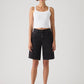 Women's Mid Rise Black Baggy Fit Shorts - Front View