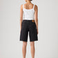 Women's Mid Rise Black Baggy Fit Shorts - Back View