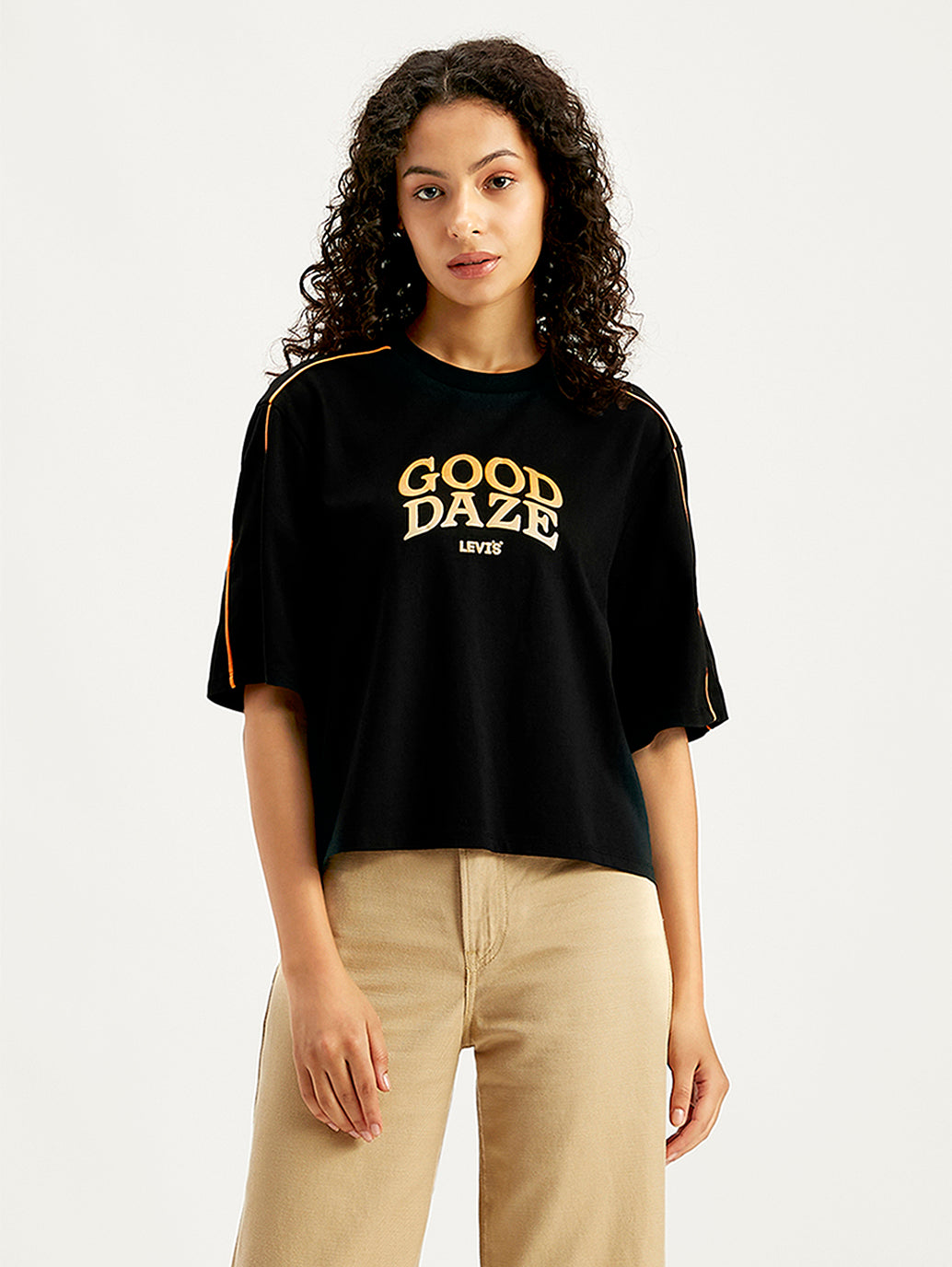 Women's Typographic Print Loose Fit T-Shirt - e786c702-89ce-495b-80ed-87f613c35a78 View