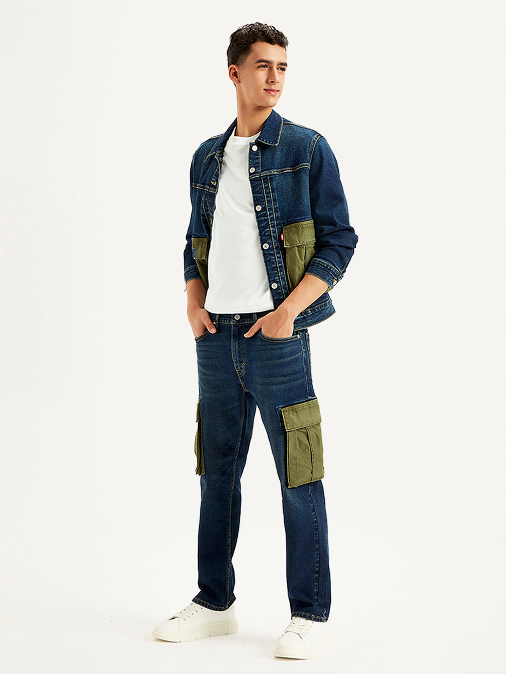 Men's 541 Tapered Fit Navy Cargo Jeans - Styleshot View