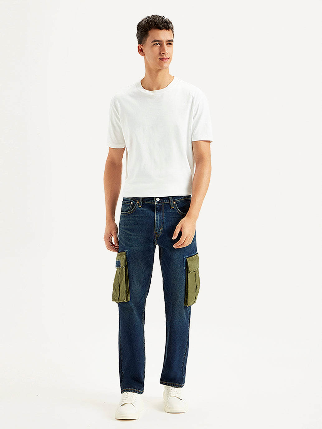 Men's 541 Tapered Fit Navy Cargo Jeans - Front View