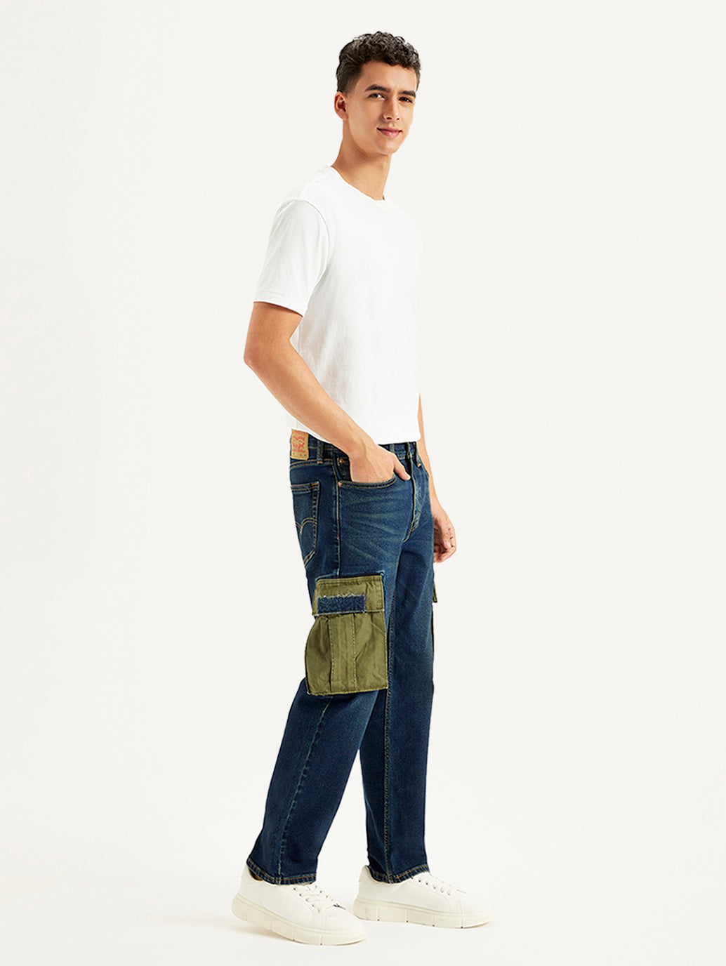 Men's 541 Tapered Fit Navy Cargo Jeans - Side View