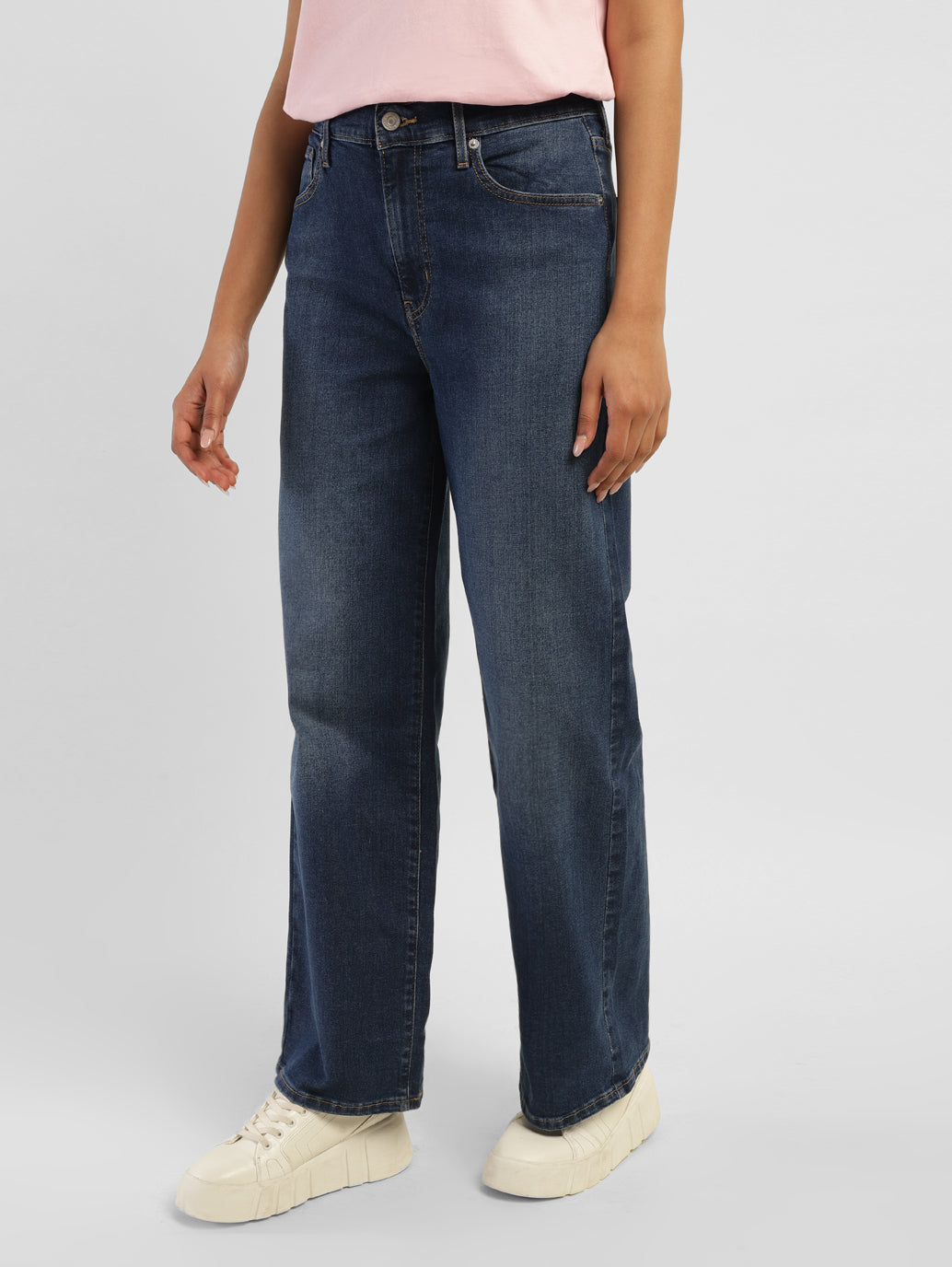 Women's Blue Wide Leg Fit High Rise Jeans - 798f4c44-f49e-4f70-8b87-beb5dafec35f View