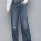 Women's Blue Wide Leg Fit High Rise Jeans - 1 View