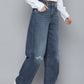 Women's Blue Wide Leg Fit High Rise Jeans - 2 View