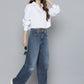 Women's Blue Wide Leg Fit High Rise Jeans - 4 View