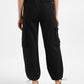 Women's Black Relaxed Fit High Rise Cargo Jogger - ccf96315-30be-4649-bce6-58736fa41ee3 View