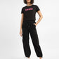 Women's Black Relaxed Fit High Rise Cargo Jogger - ModelFront View