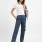 Women's Blue Bootcut Fit Mid Rise Jeans - StyleShot View