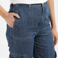 Women's Blue Bootcut Fit Mid Rise Jeans - FrontDetails View