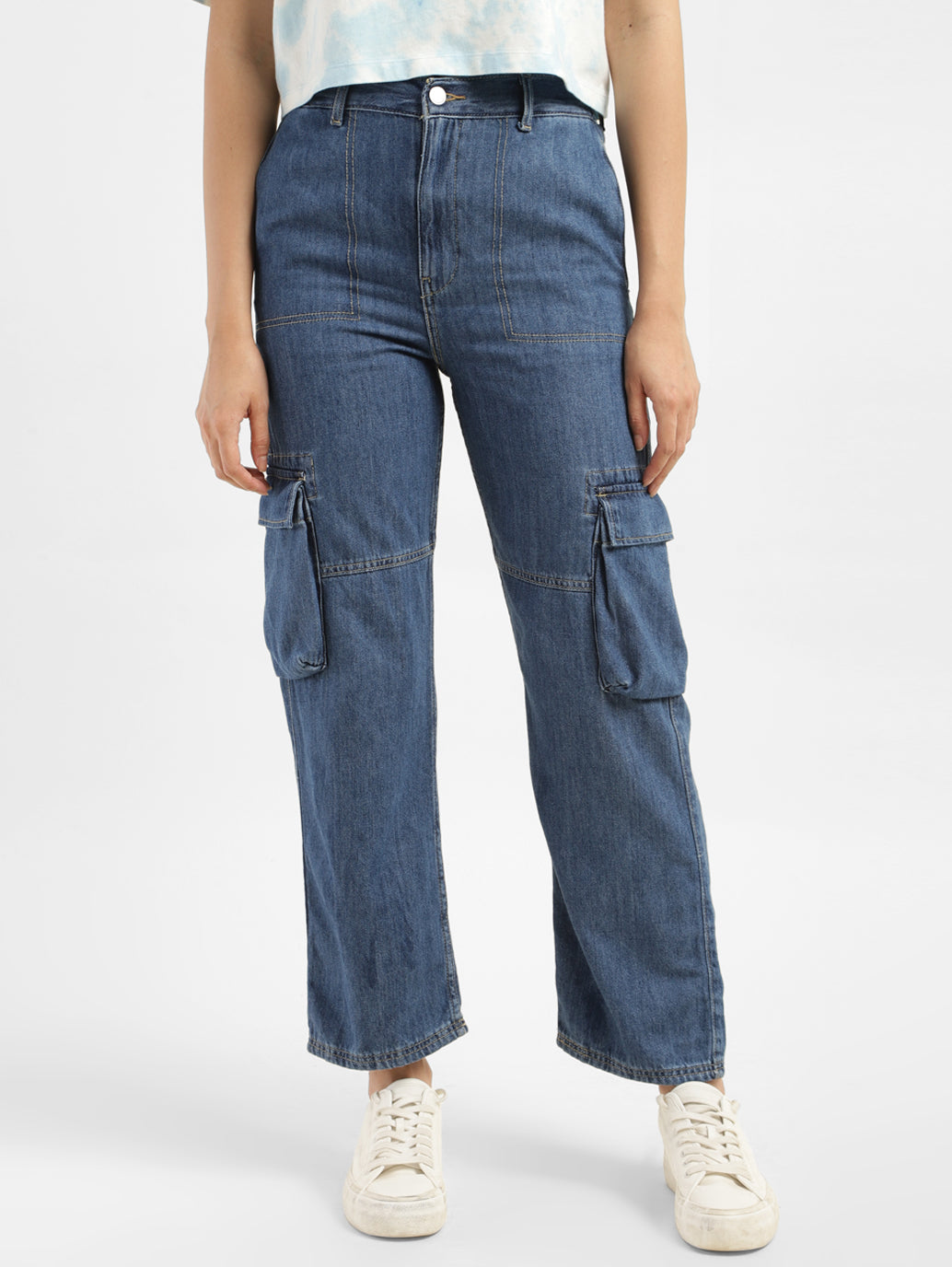 Women's Blue Bootcut Fit High Rise Jeans - b0b1ac00-b0b5-49e9-869d-303600e98276 View