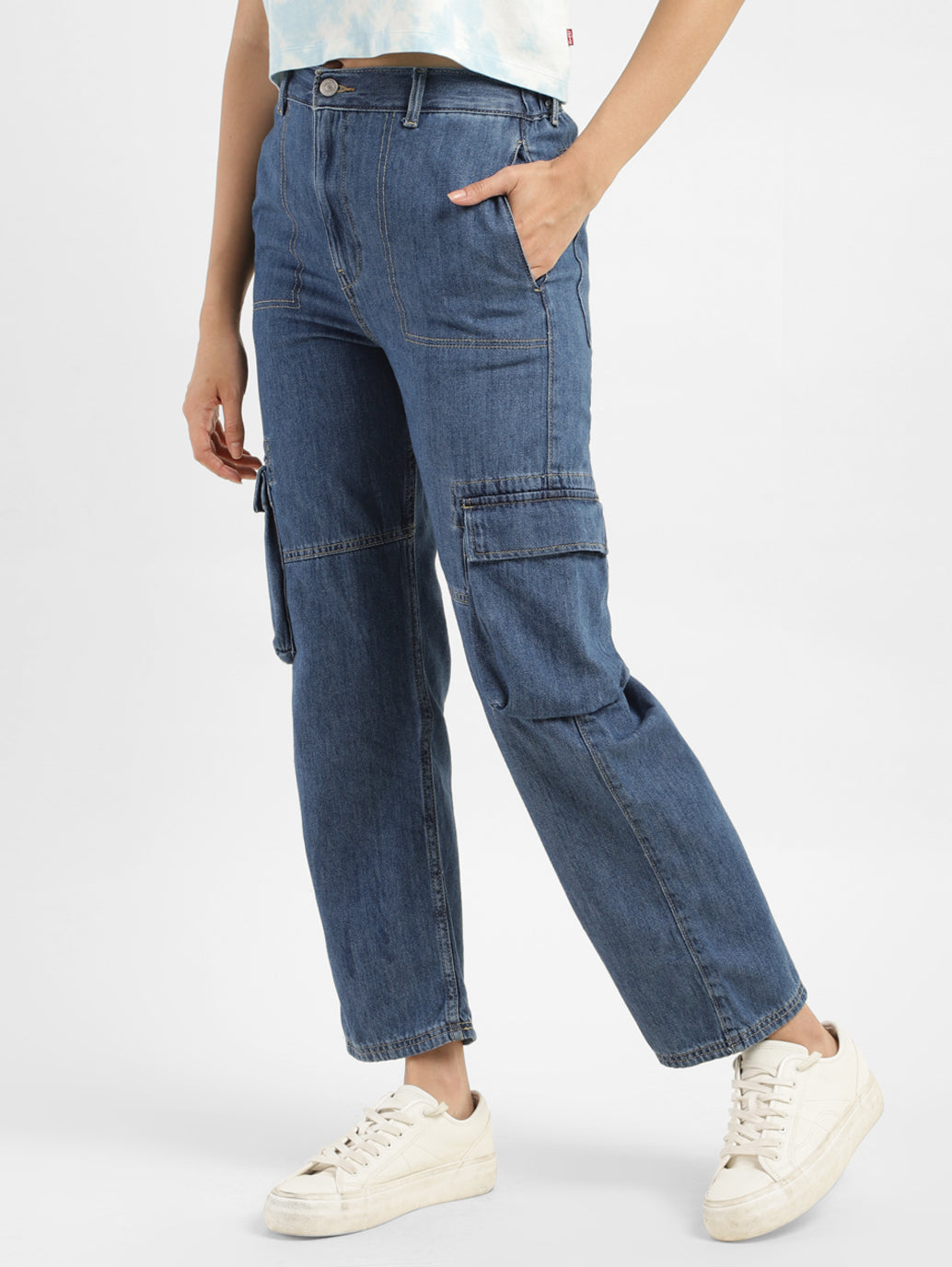 Women's Blue Bootcut Fit High Rise Jeans - 71bf15b2-c6c5-4339-840e-07d5031670a4 View