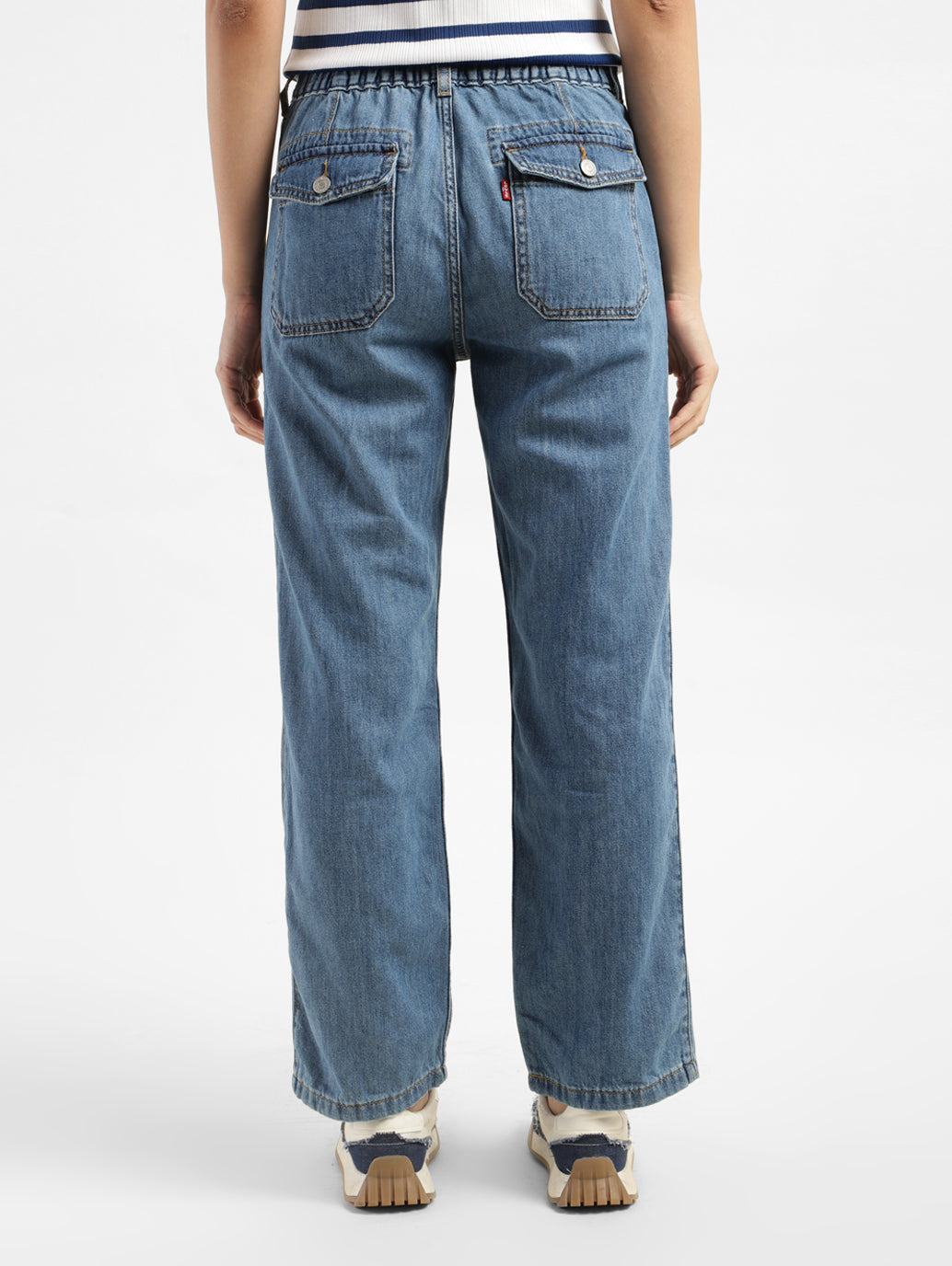 Women's 94 Blue Baggy Wide Leg Fit Mid Rise Jeans - 38aefdf0-ae3a-4256-81f9-bbefeddc85eb View