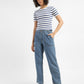 Women's 94 Blue Baggy Wide Leg Fit Mid Rise Jeans - ModelFront View