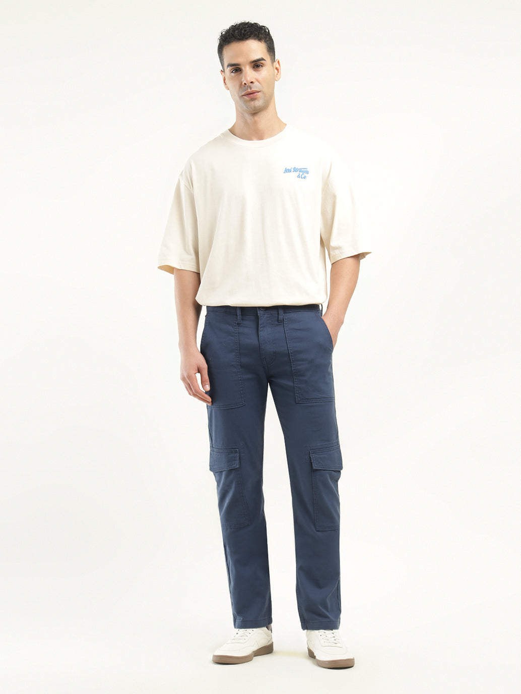 Men's 511 Slim Fit Navy Cargo Trousers - Front View