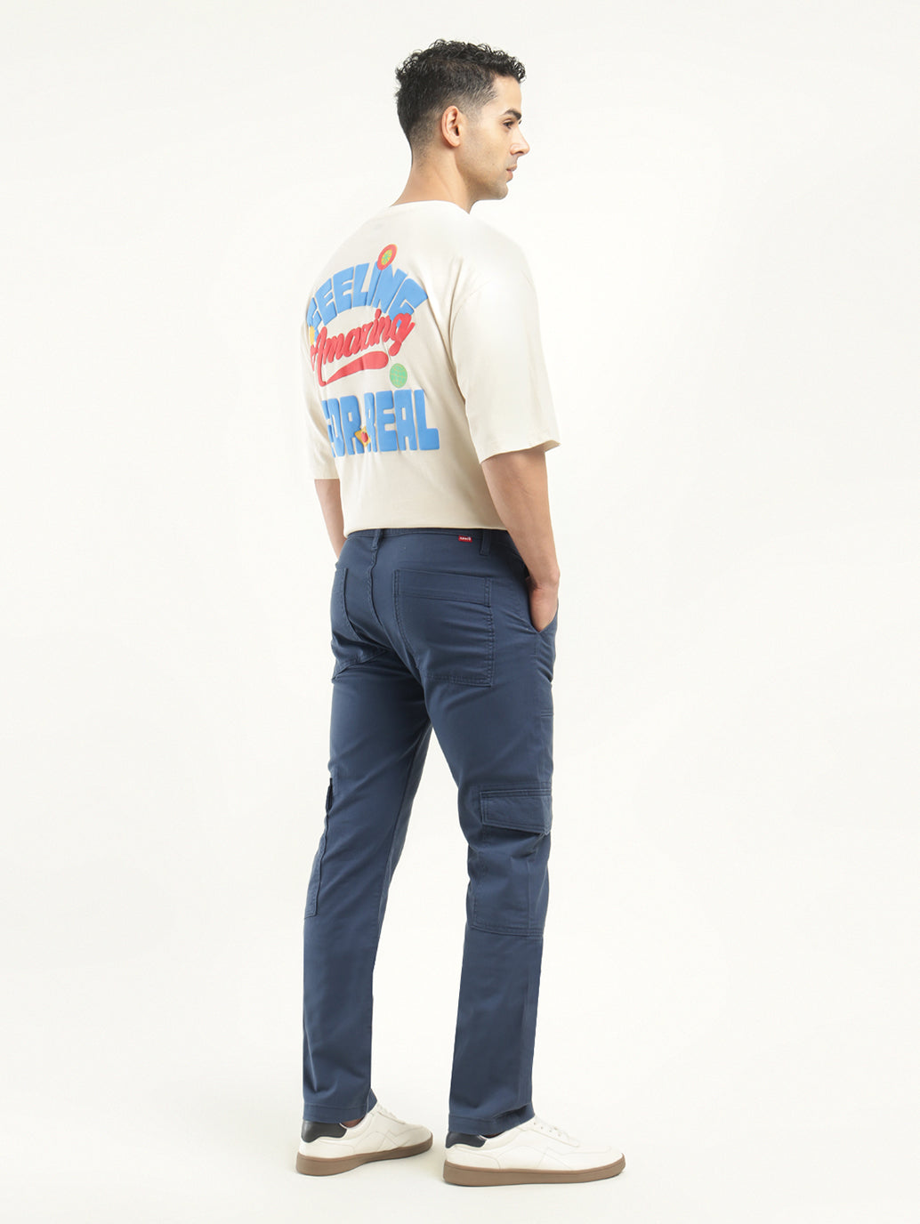 Men's 511 Slim Fit Navy Cargo Trousers - Back View