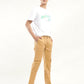 Men's Khaki Slim Fit Cargo Trousers - Front View