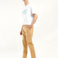 Men's Khaki Slim Fit Cargo Trousers - side View
