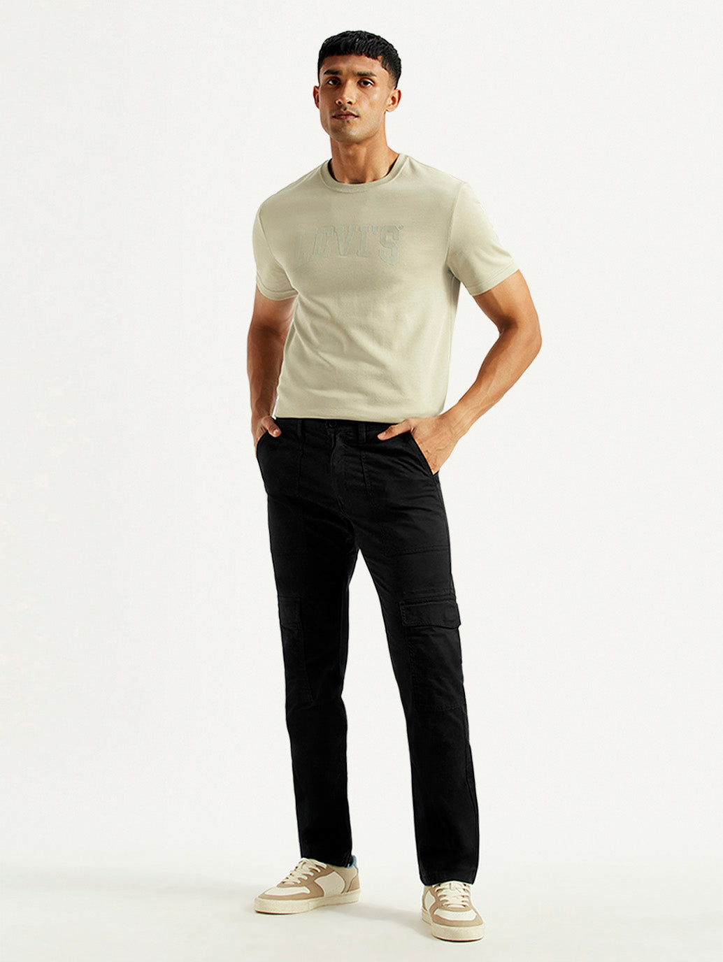 Men's 511 Black Slim Fit Cargo Trousers - Front View