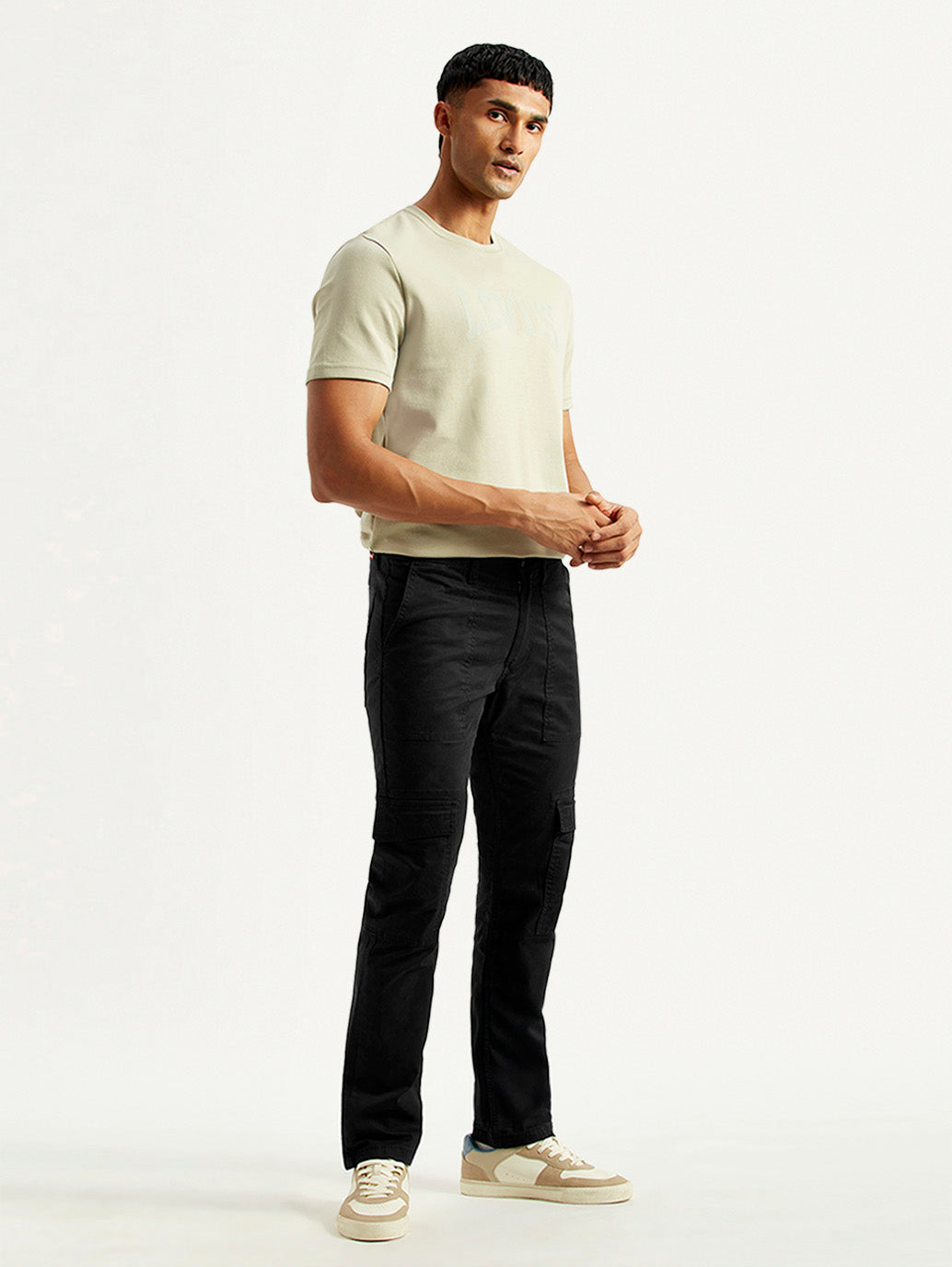 Men's 511 Black Slim Fit Cargo Trousers - Side View