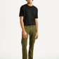 Men's Olive Green Slim Fit Cargo Trousers - Front View