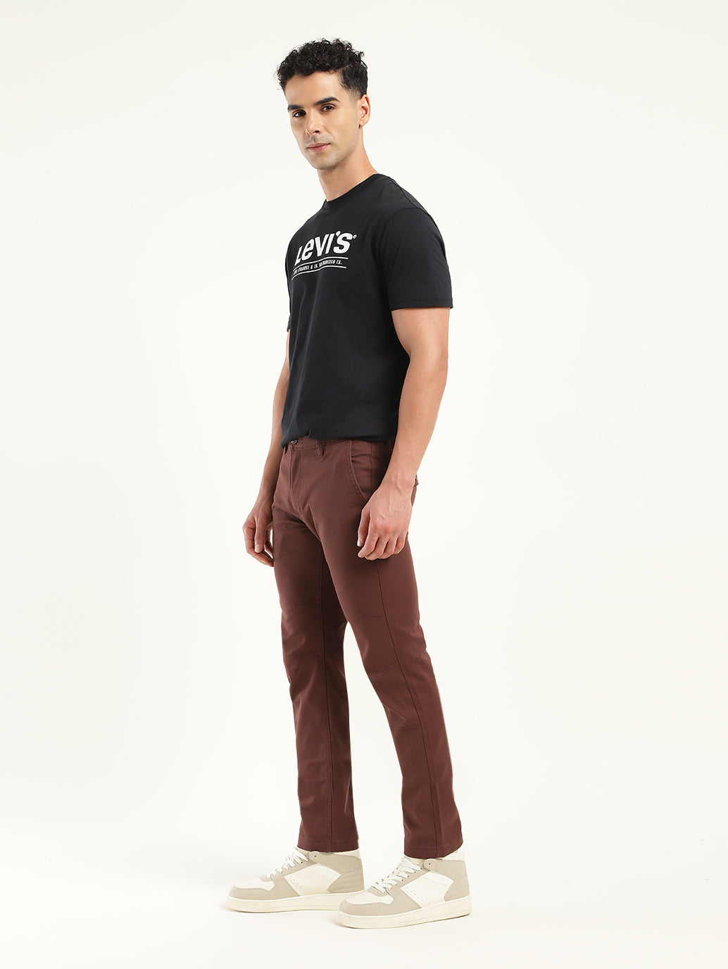Men's 511 Slim Fit Brown Trousers - Side View