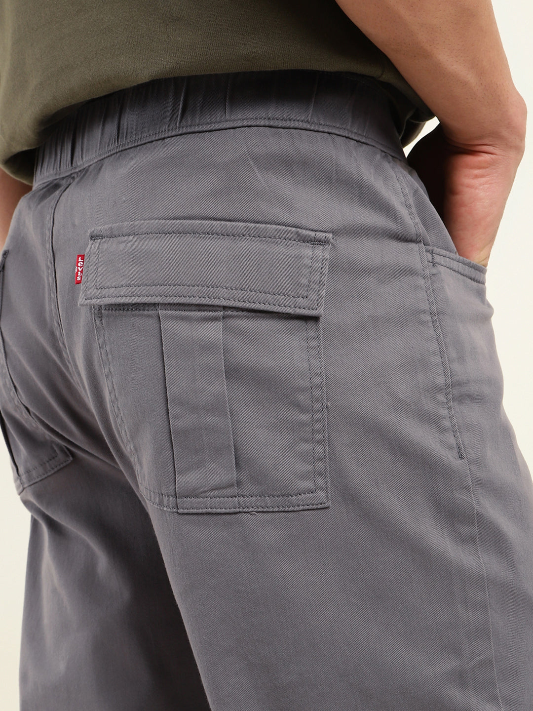 Men's Relaxed Fit Grey Jogger Cargos - Detail View