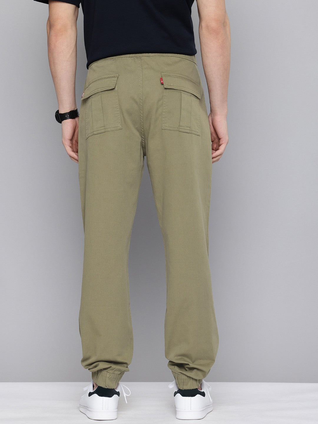 Men's Relaxed Fit Olive Green Jogger Cargos - 3 View