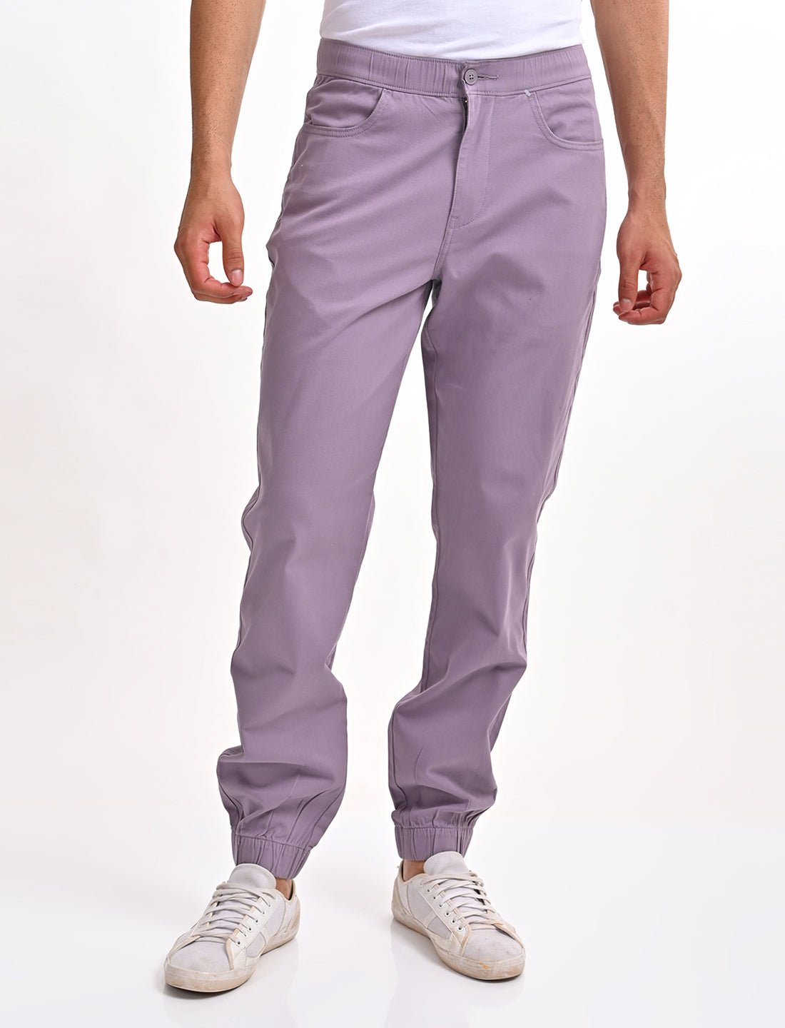 Men's Relaxed Fit Purple Jogger Cargos - Front View
