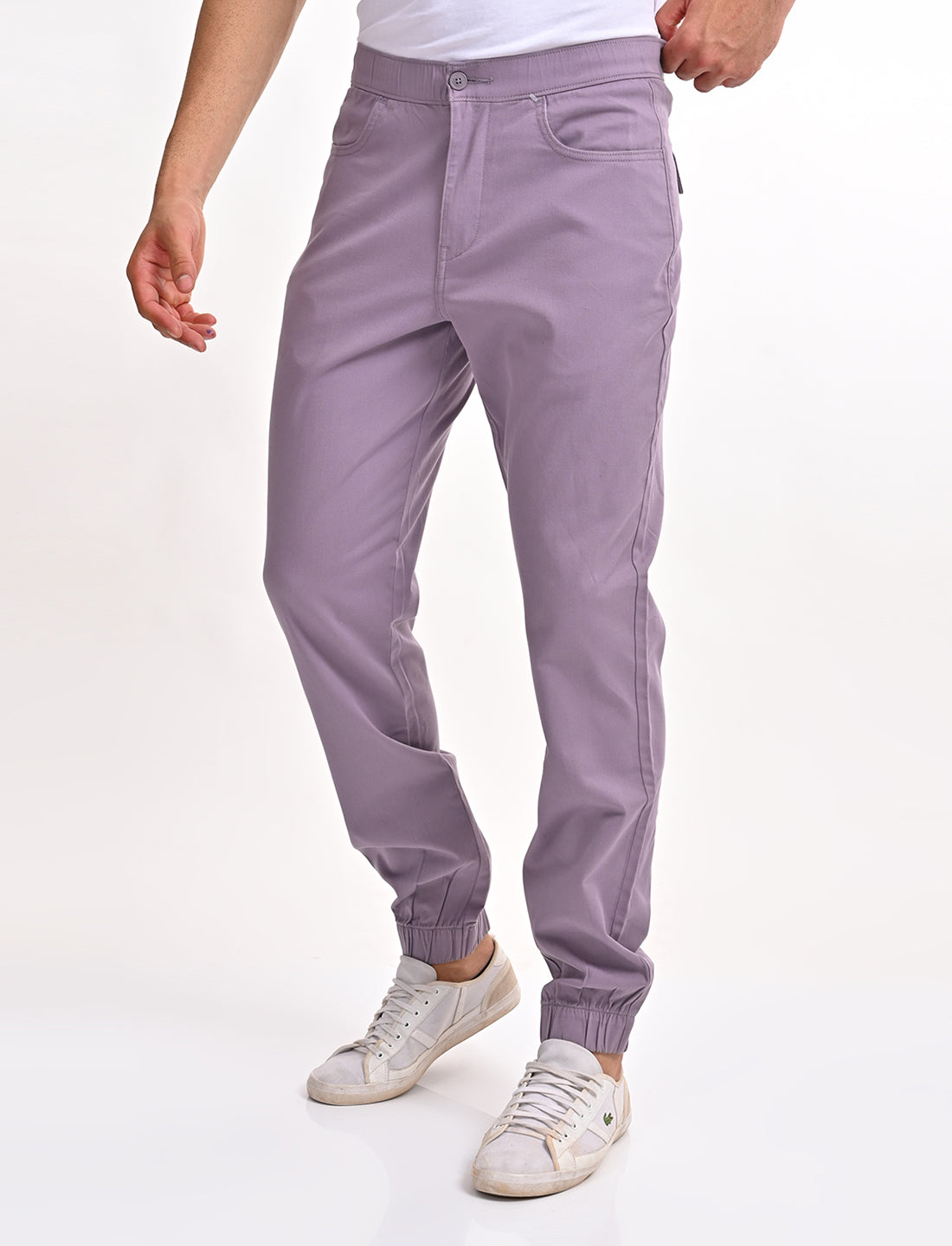 Men's Relaxed Fit Purple Jogger Cargos - Side View