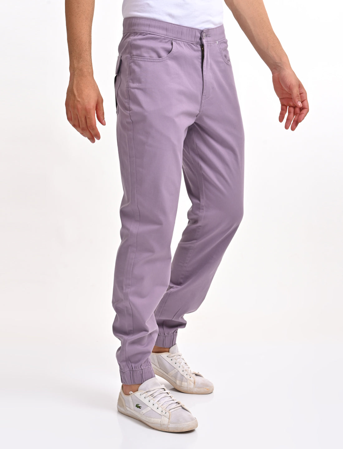 Men's Relaxed Fit Purple Jogger Cargos - Side View