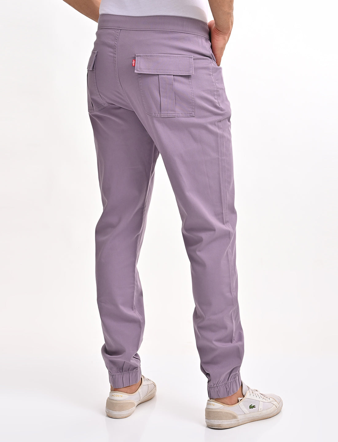 Men's Relaxed Fit Purple Jogger Cargos - Back View