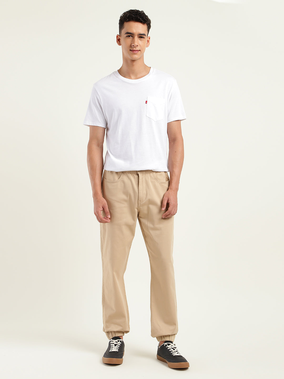 Men's Relaxed Fit Khaki Cargo Trousers - 9b8be8f2-e3ac-45a0-b54d-9215e99dd5da View