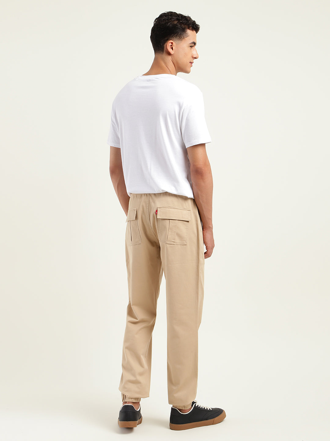 Men's Relaxed Fit Khaki Cargo Trousers - 4334b95c-1505-43d6-937f-4d6d5bfc95a9 View
