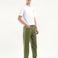 Men's Olive Regular Fit Jogger Trousers - Front View
