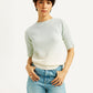 Women's Ombre Light Blue Boat Neck Top - Styleshot View