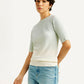 Women's Ombre Light Blue Boat Neck Top - Side View