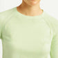Women's Solid Light Green Boat Neck Top - Detail View