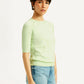 Women's Solid Light Green Boat Neck Top - Side View
