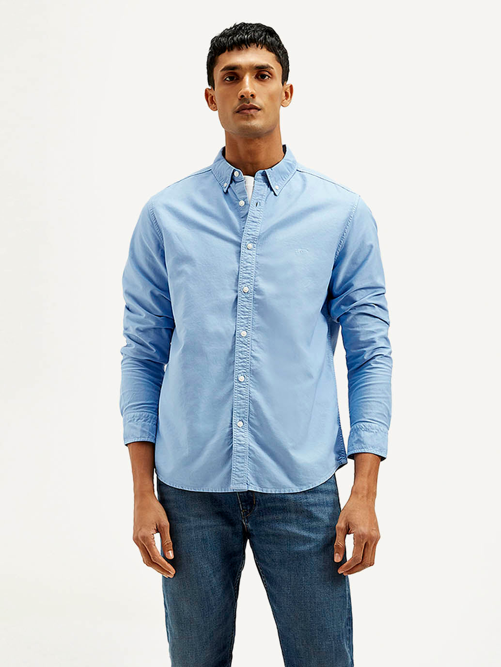 Men's Solid Dyed Slim Fit Shirt - Front View
