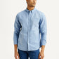 Men's Solid Light Blue Slim Fit Oxford Shirt - Front View