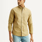 Men's Solid Beige Slim Fit Oxford Shirt - Styleshot View