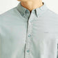Men's Solid Light Blue Slim Fit Oxford Shirt - Detail View